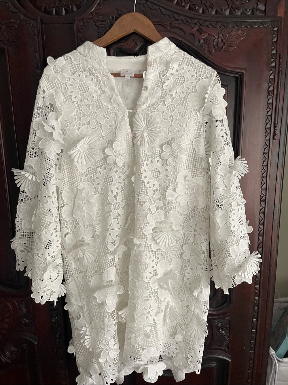 White Floral Lace Mini Dress